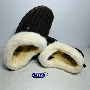 Skechers Sweater Knit Faux Fur Slippers Keepsakes Ice Angel Charcoal US 8 Women